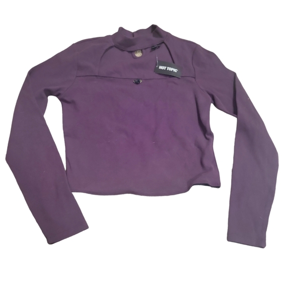 Cosmic Aura Purple Mock Neck Cutout Girls Long-Sleeve LG nwt - Picture 1 of 7